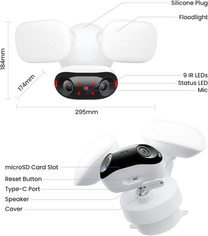 REOLINK Elite Floodlight WiFi 4K 8MP 180° Panoramic Wired Floodlight Camera