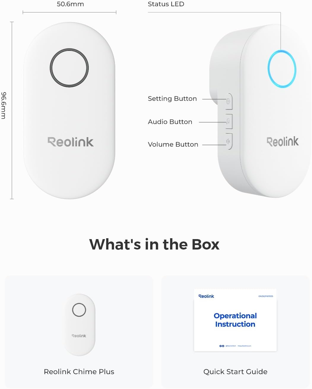 REOLINK Chime Plus, Compatible with Reolink Video Doorbell PoE/WiFi V2 and