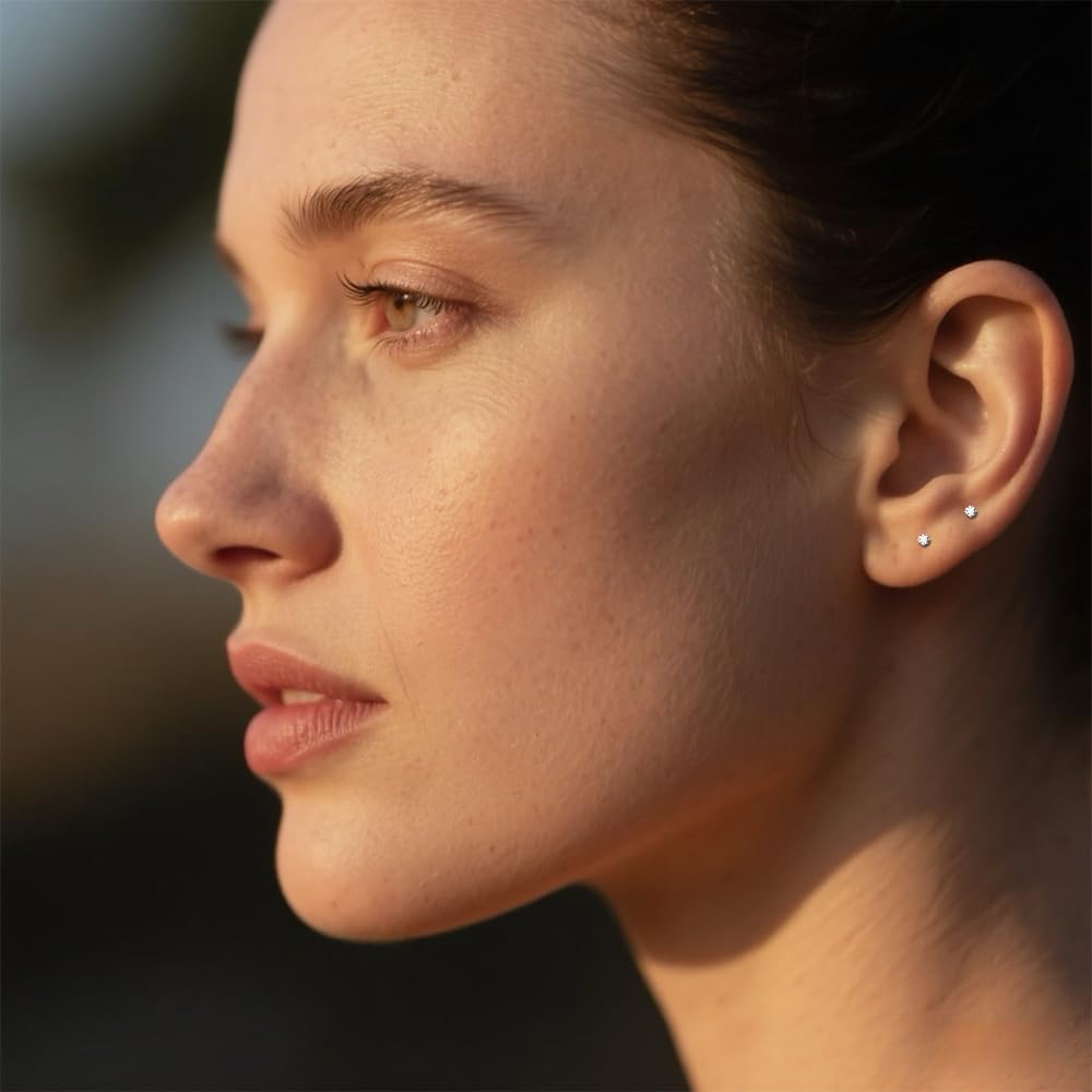 10 Pairs Small Stud Earrings for Women Hypoallergenic Multiple Piercings