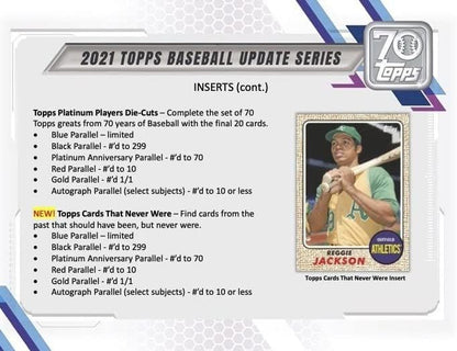 2021 Topps Update Baseball Hanger Box (67 Cards Per Box)