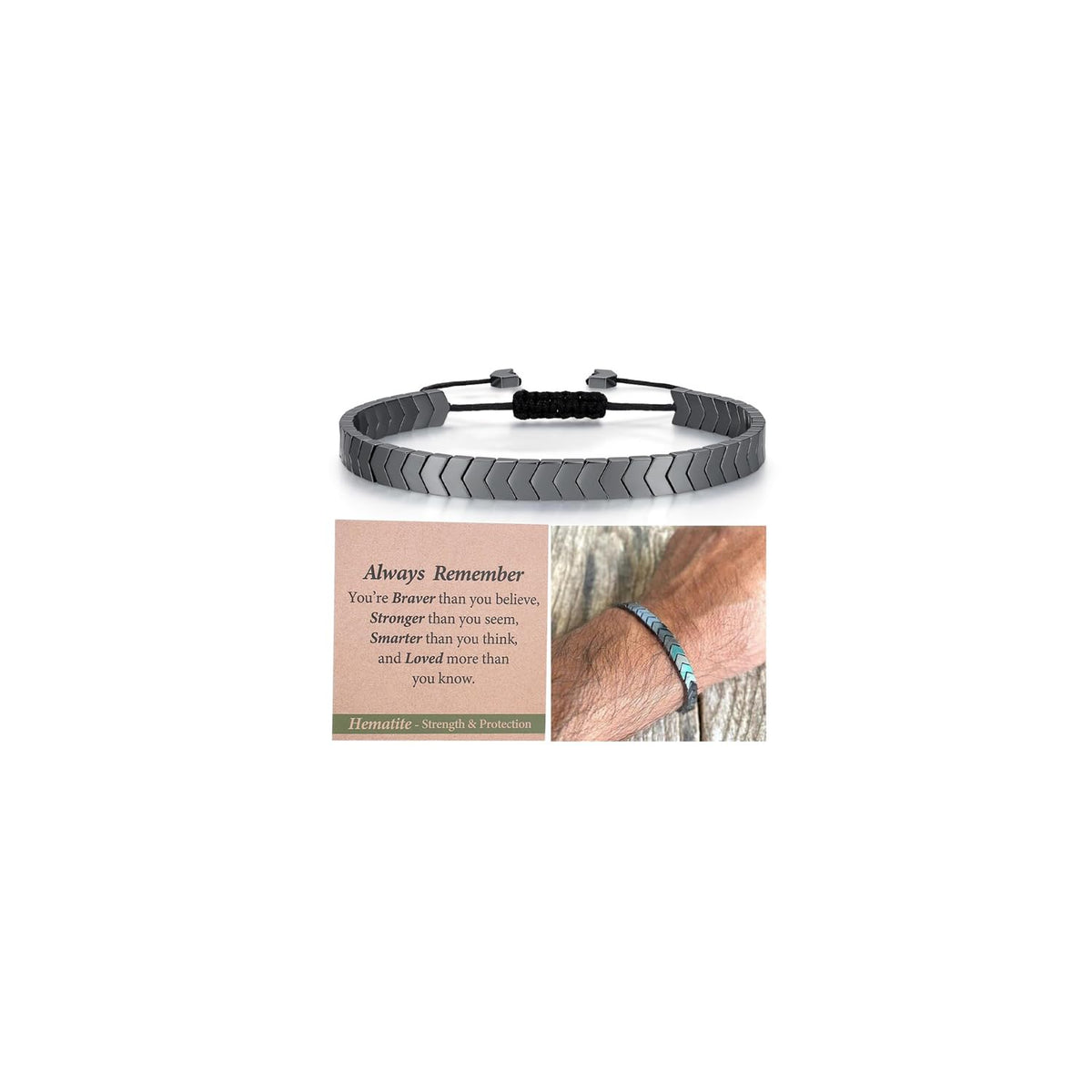 Natural Hematite Arrow Bracelet-Handmade Gifts for Him/Her-Strength/Protection-Unisex Style/Adjustable