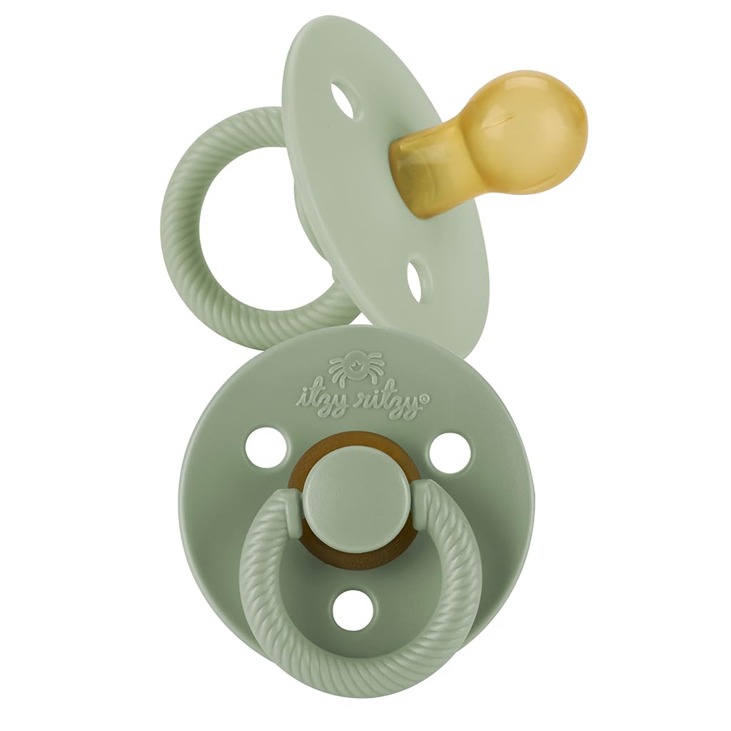 Itzy Ritzy Natural Rubber Pacifiers for 0–6 Mos, Set of 2, Blossom/Rosewood