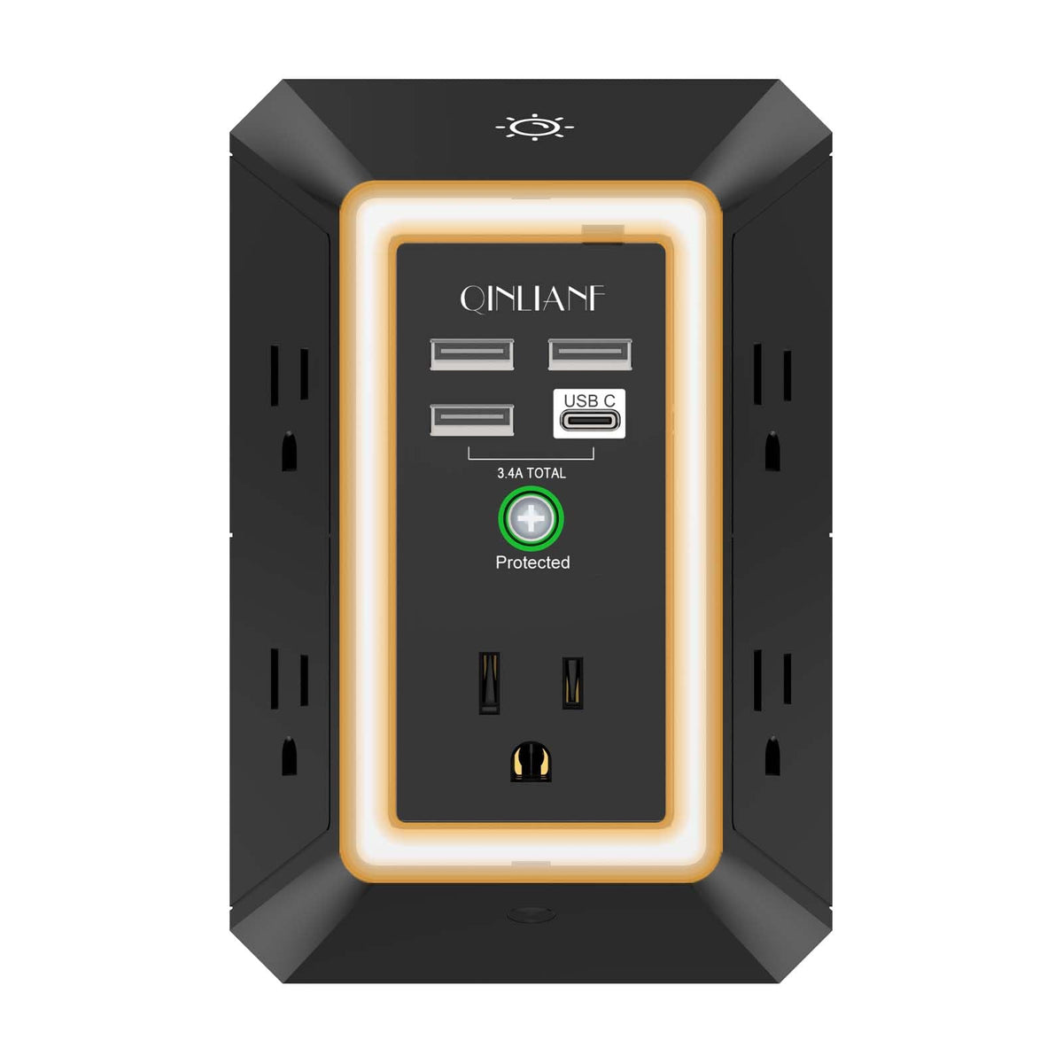 Surge Protector, QINLIANF 5 Outlet Extender with 4 USB Ports(2USB-C)