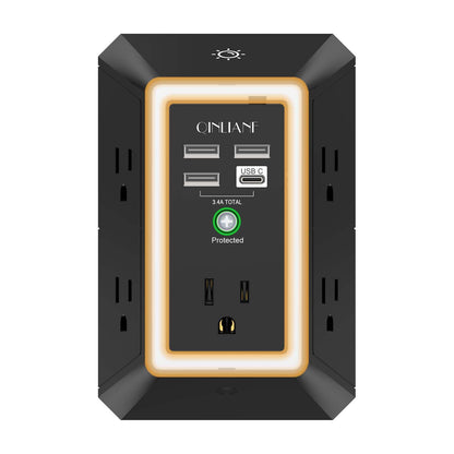 Surge Protector, QINLIANF 5 Outlet Extender with 4 USB Ports(2USB-C)