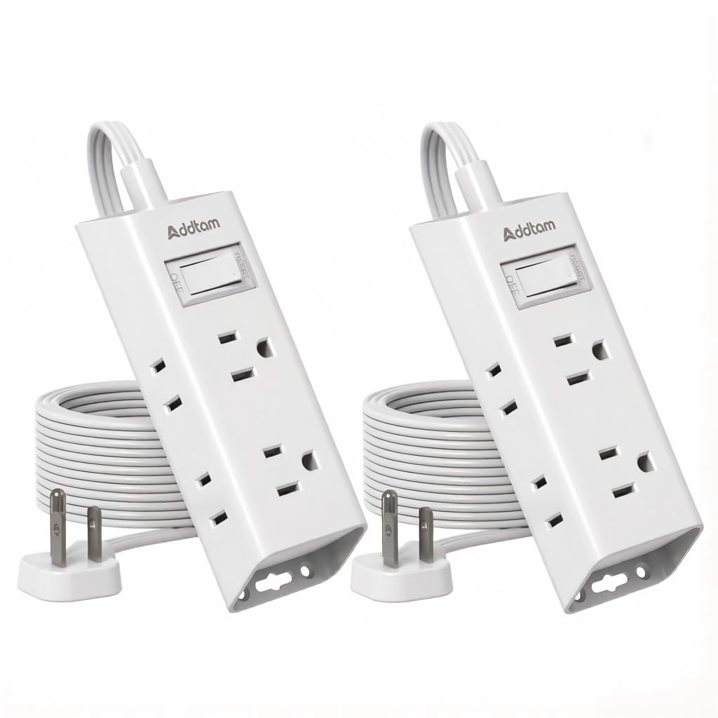 Addtam Flat Plug Extension Cord with 6 Outlet Extender for Cruise Travel