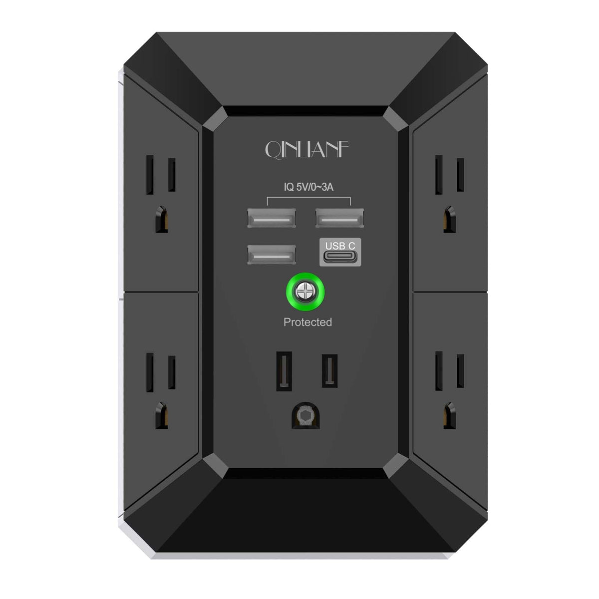 Surge Protector, QINLIANF 5 Outlet Extender with 4 USB Ports(2USB-C)
