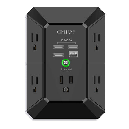 Surge Protector, QINLIANF 5 Outlet Extender with 4 USB Ports(2USB-C)