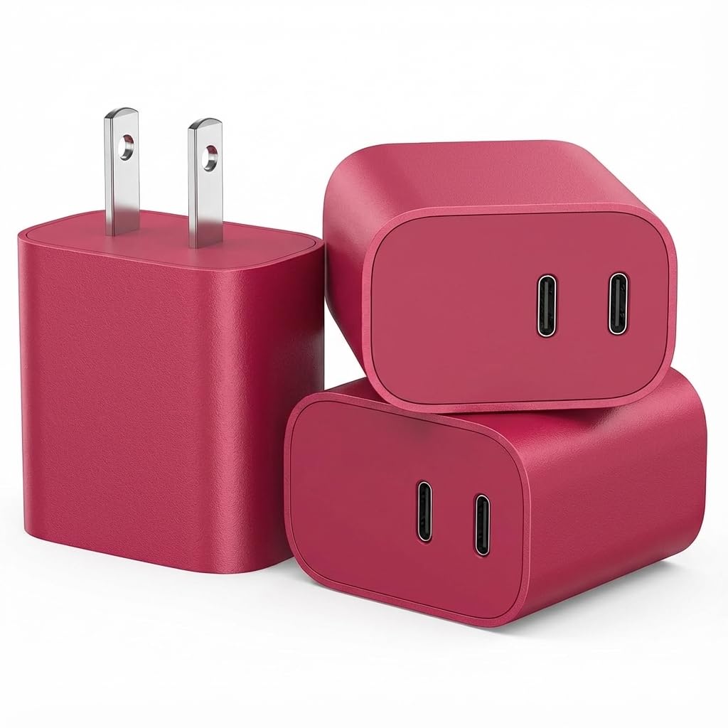 USB C Charger Block 3 Pack, Dual Port 20W Fast Wall Plug