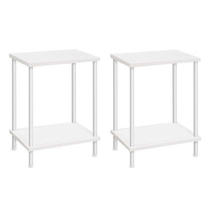 HOOBRO End Table, Small Side Table, Nightstand with 2-Layer Storage Shelves, Sofa Table for Small Spaces, Living Room, Bedroom, Stable Frame, Easy Assembly, Rustic Brown BF09BZ01