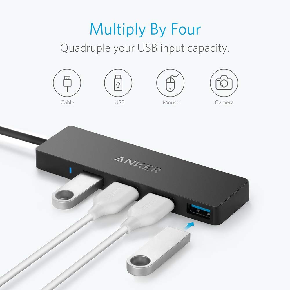 Anker USB Hub, 4-in-1 USB Splitter, 4 USB-A Ports with 5Gbps Data Transfer