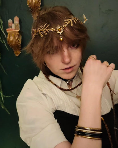 MOSTORY Renaissance Fairy Flower Crown, Woodland Elf Crown Headpiece