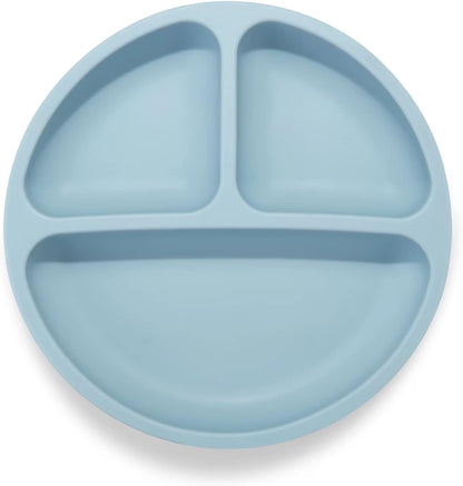 PandaEar 3 Pack Toddler Plates, Silicone Divided Suction Plate for Babies, BPA-Free 100% Food-Grade Silicone Unbreakable Baby Plate (Pink/Purple/Blue, Without Lids)