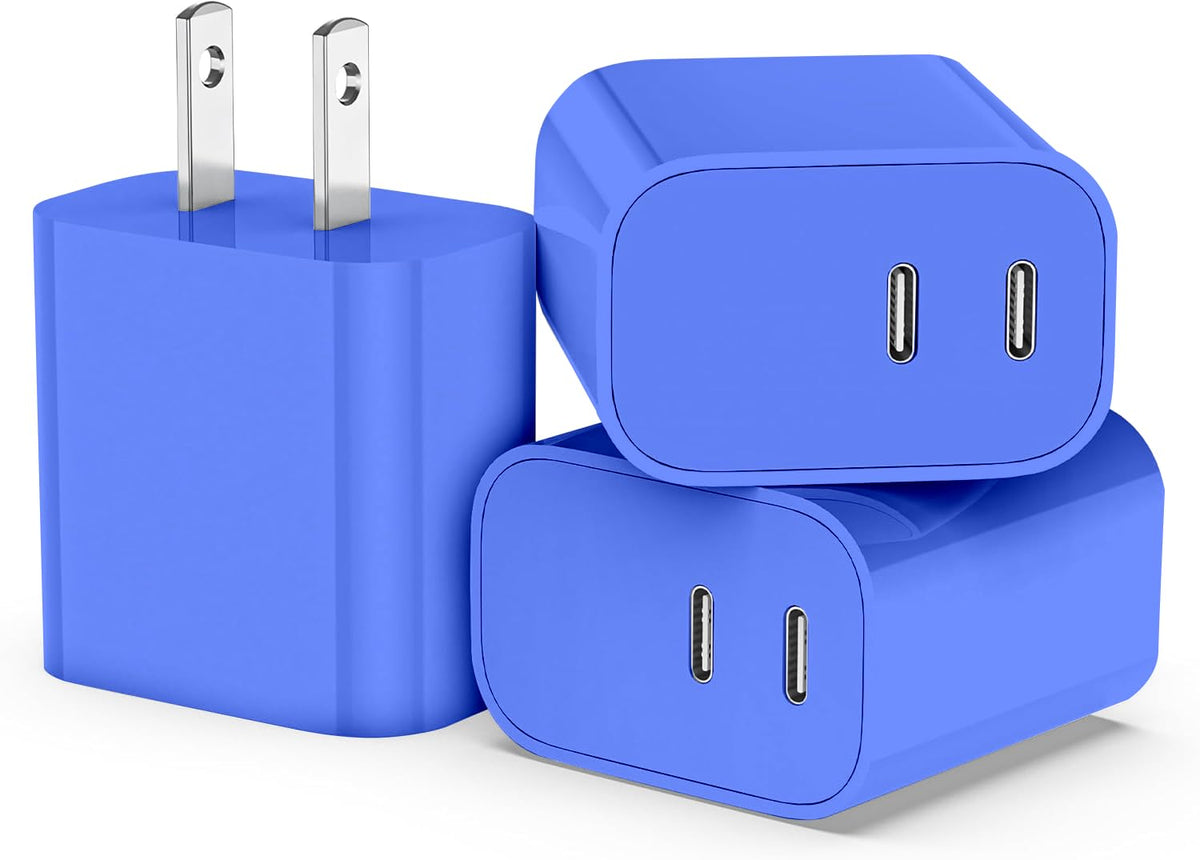 USB C Charger Block 3 Pack, Dual Port 20W Fast Wall Plug