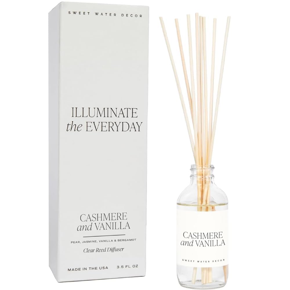 Sweet Water Decor Spa Day Reed Diffuser Set - Sea Salt, Jasmine, Wood, and Cream Scented Diffuser - Relaxing Spa Scent Diffusers for Home, Long Lasting Fragrance, Made in the USA