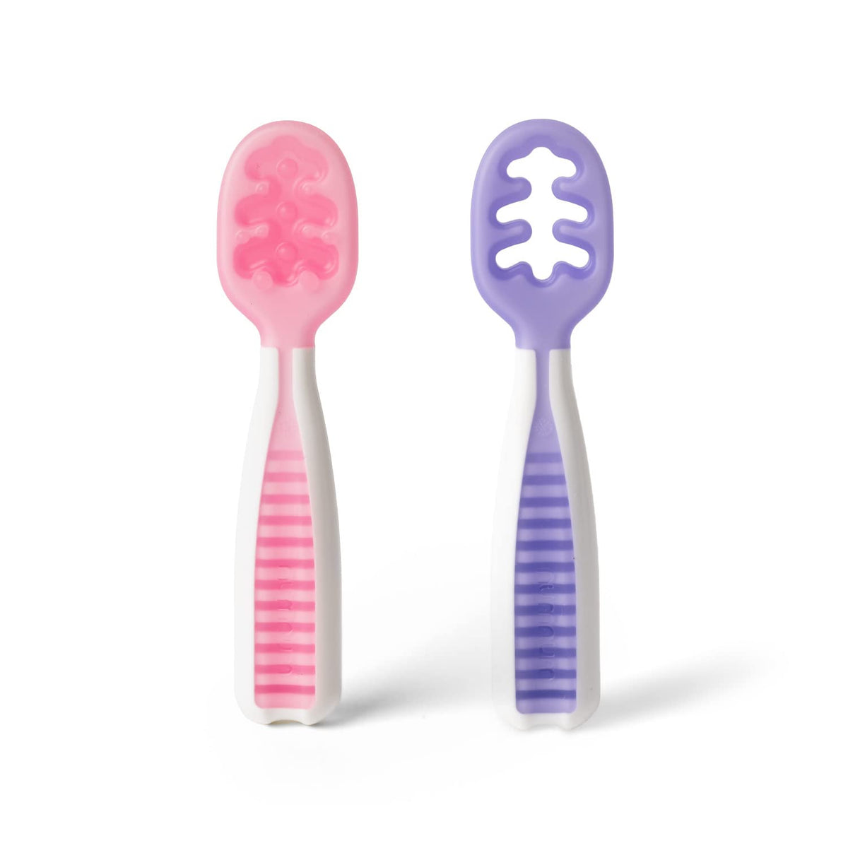 NumNum Baby Spoons Self Feeding 6 Months, 2-Pack Blue/Orange