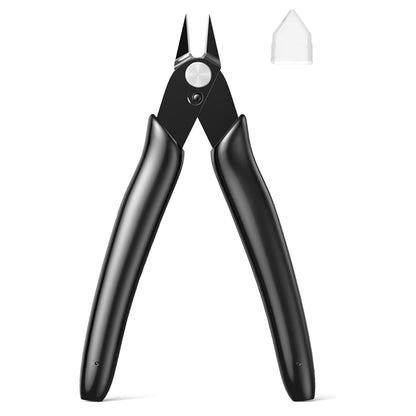 BOENFU Wire Cutter 2 Pack Precision Flush Cutters Side Cutter Small Cable Snips Diagonal Pliers for Cable Tie, 3D Print, Plastic Models, Jewelry, Electronics, Black, 5 Inches