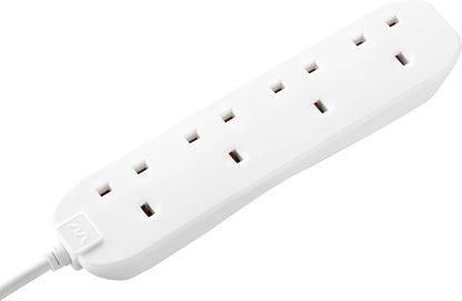 Masterplug Four Socket Extension Lead, 5 Metre Cable, Unswitched, 4-Way Plug Extension Cable, Power Strip, Basic Power, White, 13A, 4G, 5m, BFG5N