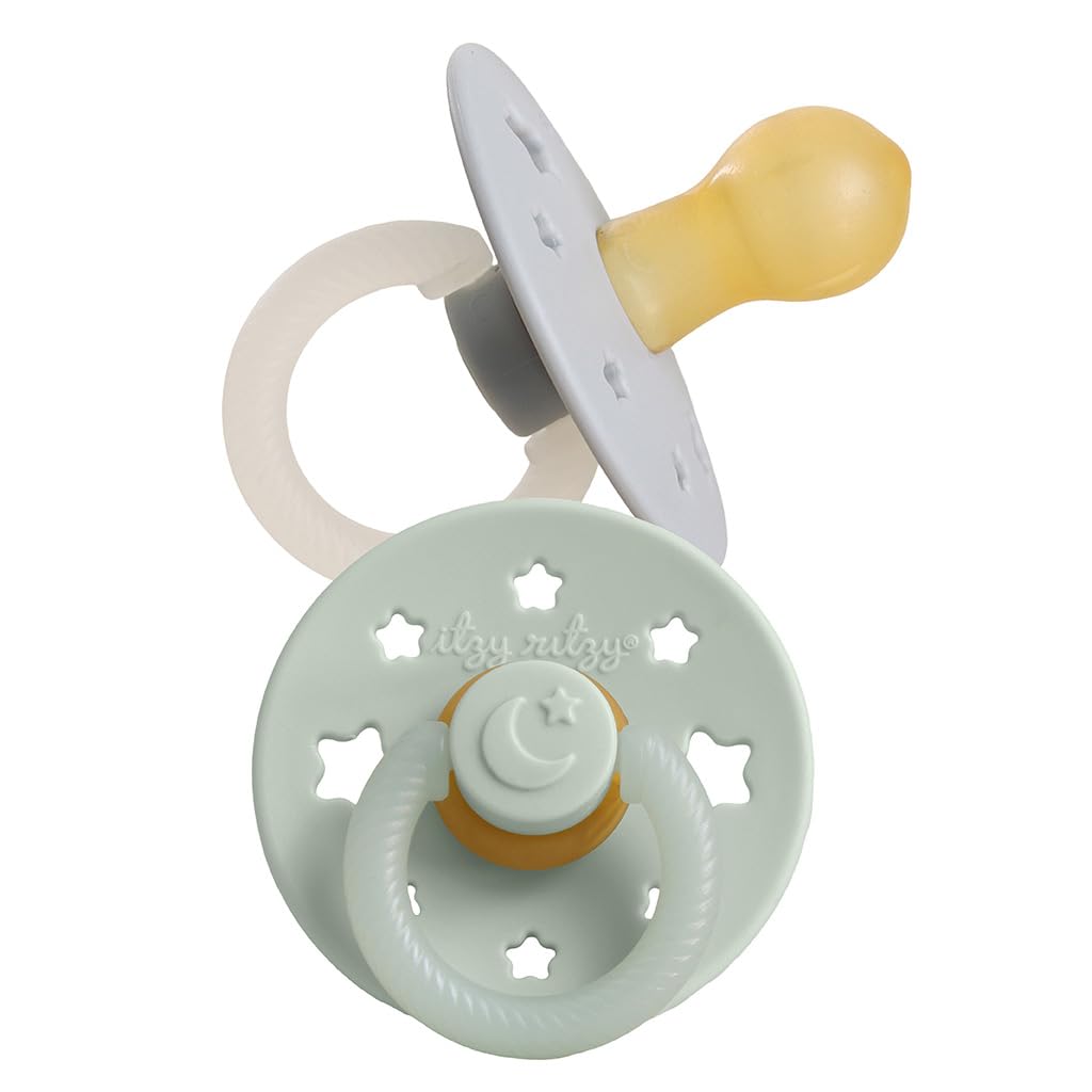 Itzy Ritzy Natural Rubber Pacifiers for 0–6 Mos, Set of 2, Blossom/Rosewood