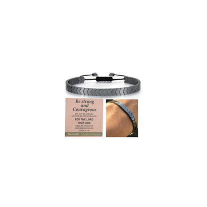 Natural Hematite Arrow Bracelet-Handmade Gifts for Him/Her-Strength/Protection-Unisex Style/Adjustable