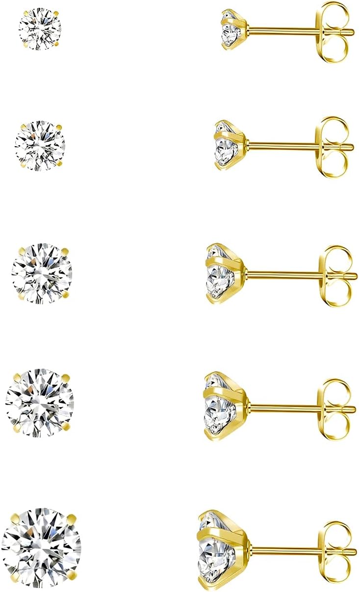 10 Pairs Small Stud Earrings for Women Hypoallergenic Multiple Piercings