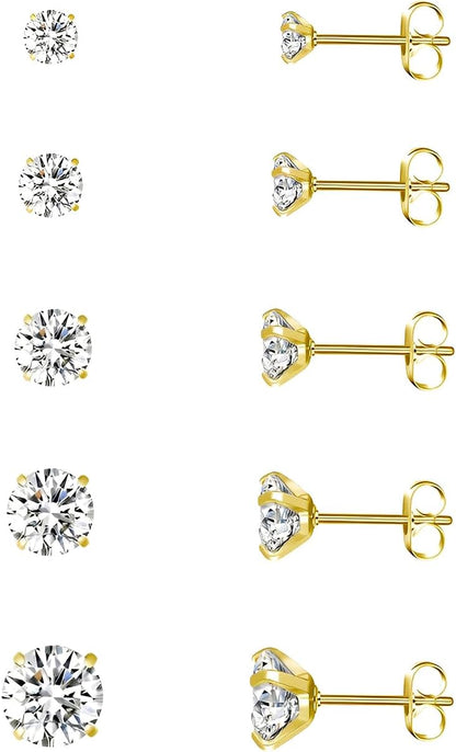 10 Pairs Small Stud Earrings for Women Hypoallergenic Multiple Piercings