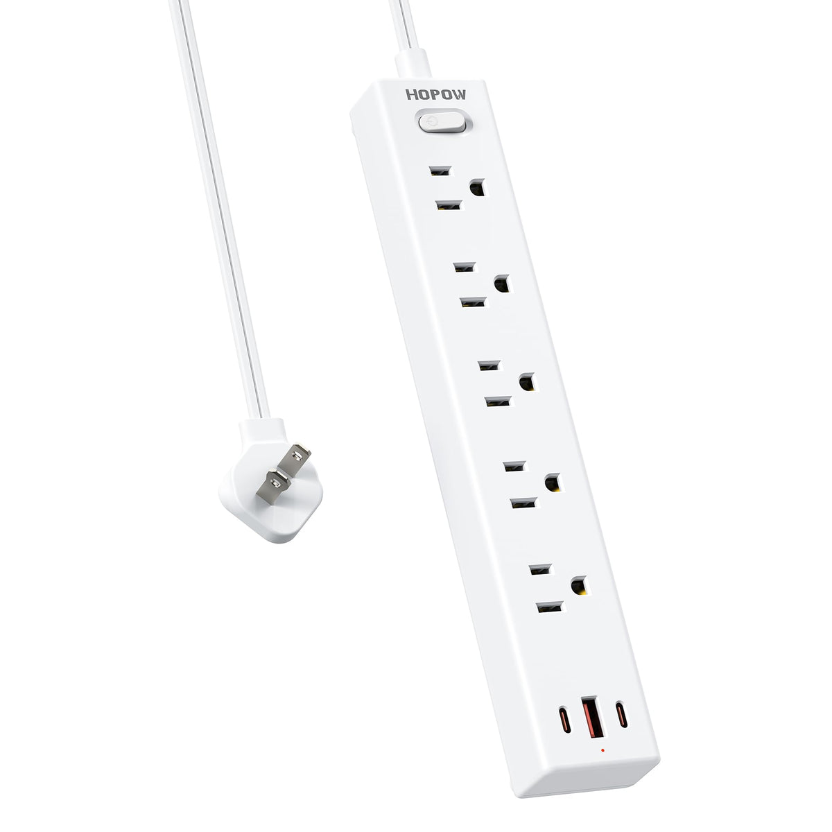 5 Outlets 2 Prong Power Strip with 3USB, 6FT Extension Cord for Old House