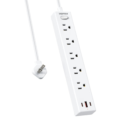 5 Outlets 2 Prong Power Strip with 3USB, 6FT Extension Cord for Old House