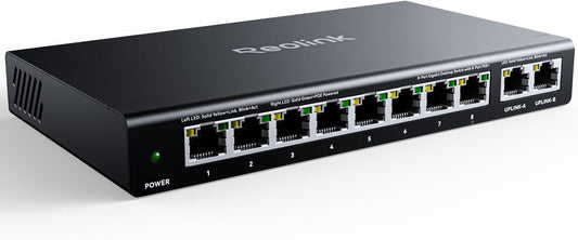 REOLINK PoE Switch with 8 PoE and 2 Gigabit Uplink Ports RLA-PS1