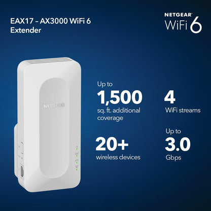NETGEAR Nighthawk WiFi Extender EAX17, up to 1,500 sq ft, 3 Gbps