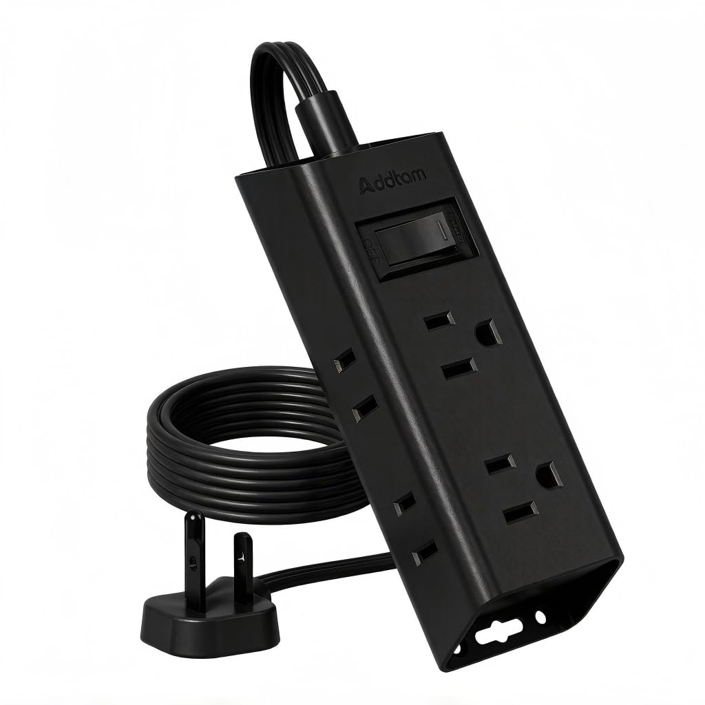 Addtam Flat Plug Extension Cord with 6 Outlet Extender for Cruise Travel