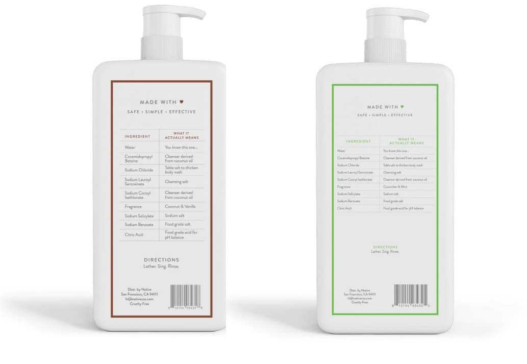 Native Body Wash 3 Pack - Natural Body Wash Women & Men - SLS & Paraben Free - Cucumber & Mint, Coconut & Vanilla, Lavender & Rose