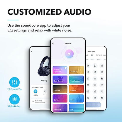 Soundcore by Anker Q20i Hybrid Active Noise Cancelling Headphones, Wireless Over-Ear Bluetooth, 40H Long ANC Playtime（White & Blue）