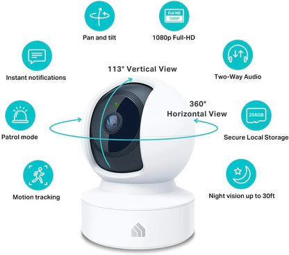 Kasa 2K+ Indoor Pan/Tilt Wired Security Camera, Baby & Pet Monitor, KC410S