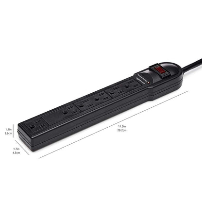 Amazon Basics Surge Protector Power Strip, 6-Outlet, 790 Joules, Circuit Breaker, LED Indicator, 6ft Extension Cord, White