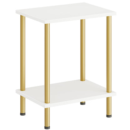 HOOBRO End Table, Small Side Table, Nightstand with 2-Layer Storage Shelves, Sofa Table for Small Spaces, Living Room, Bedroom, Stable Frame, Easy Assembly, Rustic Brown BF09BZ01