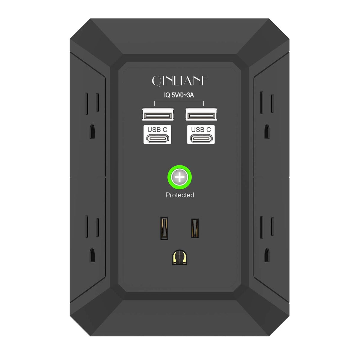 Surge Protector, QINLIANF 5 Outlet Extender with 4 USB Ports(2USB-C)
