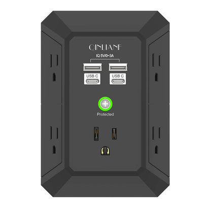Surge Protector, QINLIANF 5 Outlet Extender with 4 USB Ports(2USB-C)