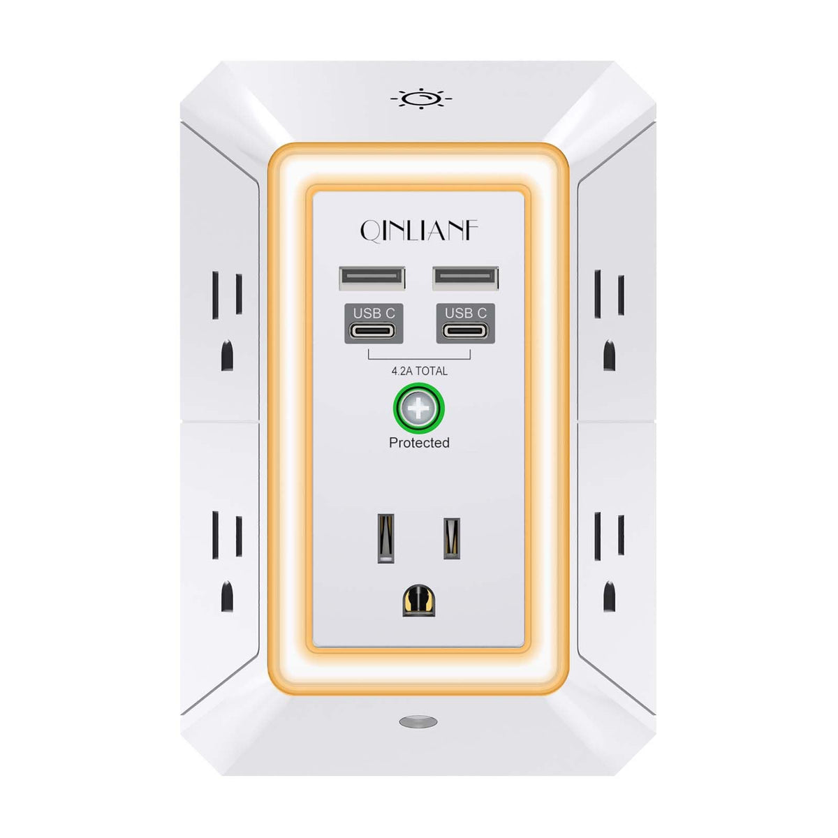 Surge Protector, QINLIANF 5 Outlet Extender with 4 USB Ports(2USB-C)