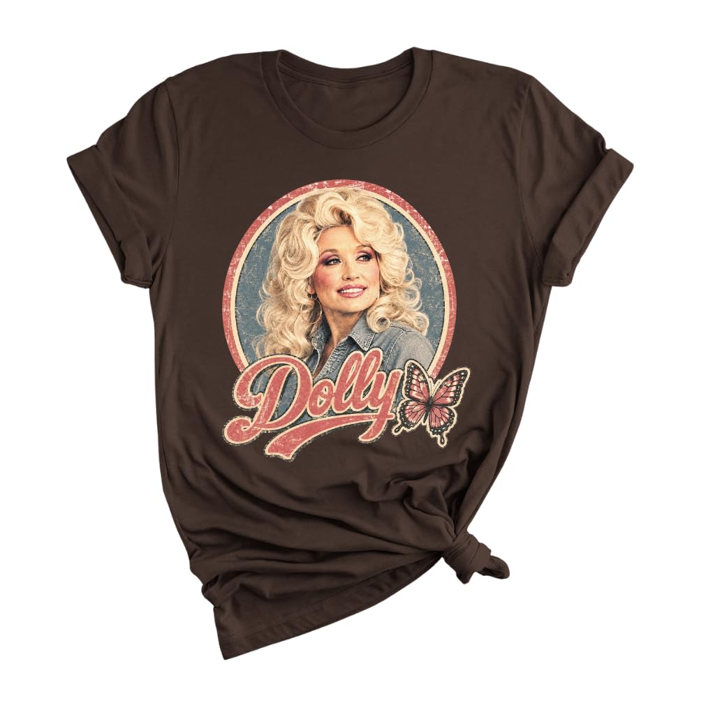 Dolly Legend Parton Shirt for Women, Memorial Butterfly Retro Country Music Tee
