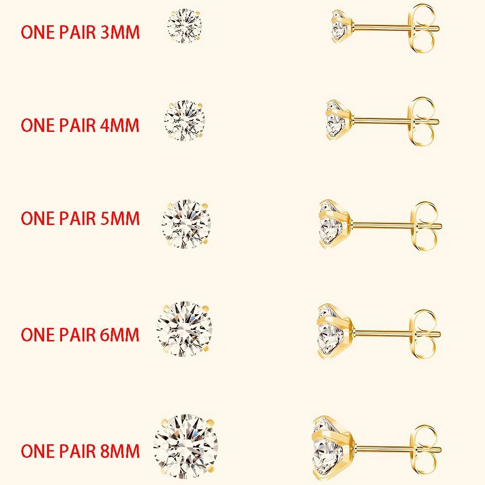 10 Pairs Small Stud Earrings for Women Hypoallergenic Multiple Piercings