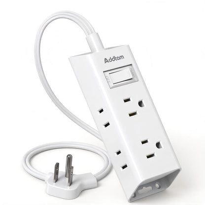Addtam Flat Plug Extension Cord with 6 Outlet Extender for Cruise Travel