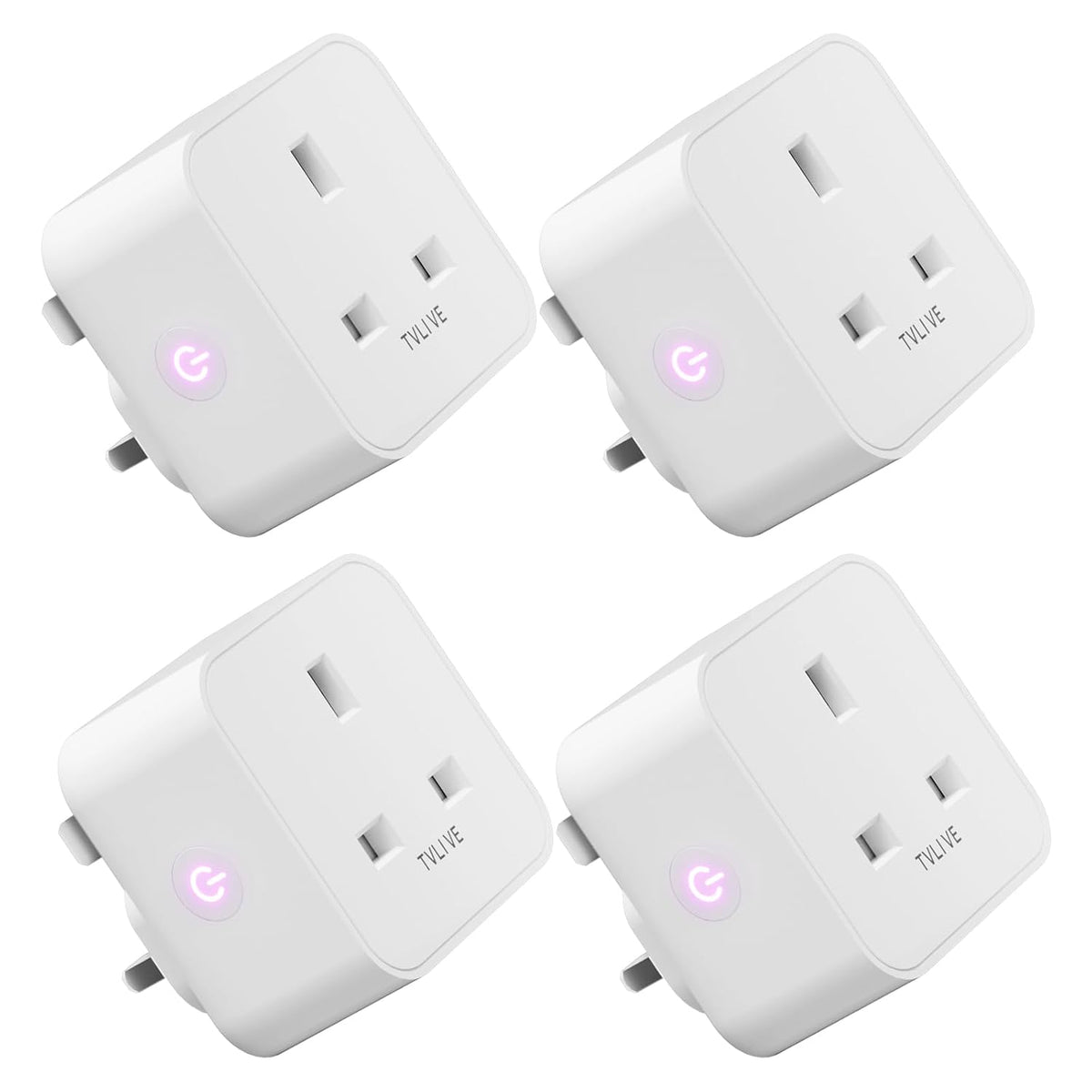 Smart Plug, TVLIVE 4 Pack Smart Plugs Work that with Alexa (Echo/Echo Dot), Google Home Voice Control, Energy Monitoring, Remote Control, Timer & Schedule Function, Device Sharing, Wifi Plug Socket UK