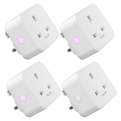 Smart Plug, TVLIVE 4 Pack Smart Plugs Work that with Alexa (Echo/Echo Dot), Google Home Voice Control, Energy Monitoring, Remote Control, Timer & Schedule Function, Device Sharing, Wifi Plug Socket UK