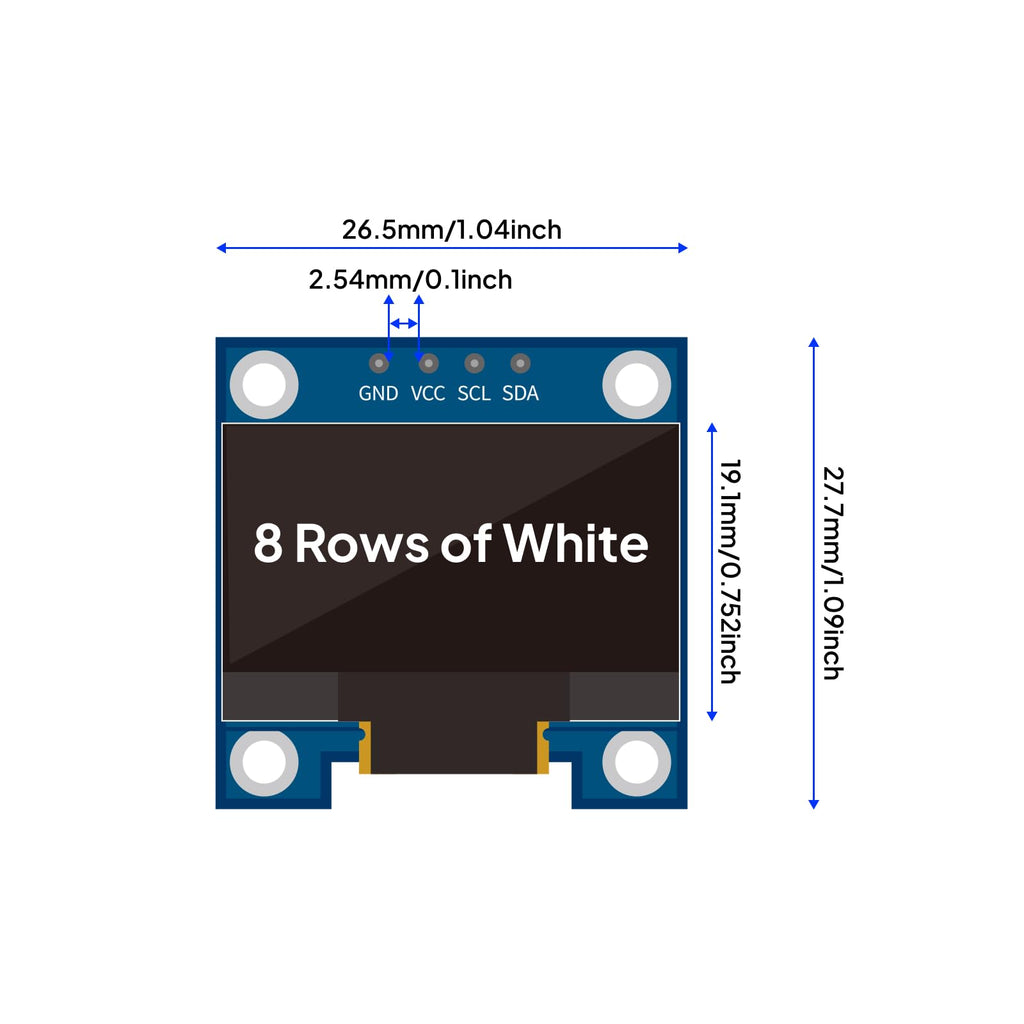ELEGOO 0.96 Inch OLED Display Screen Module, Self-Luminous, SSD1306, 3PCS