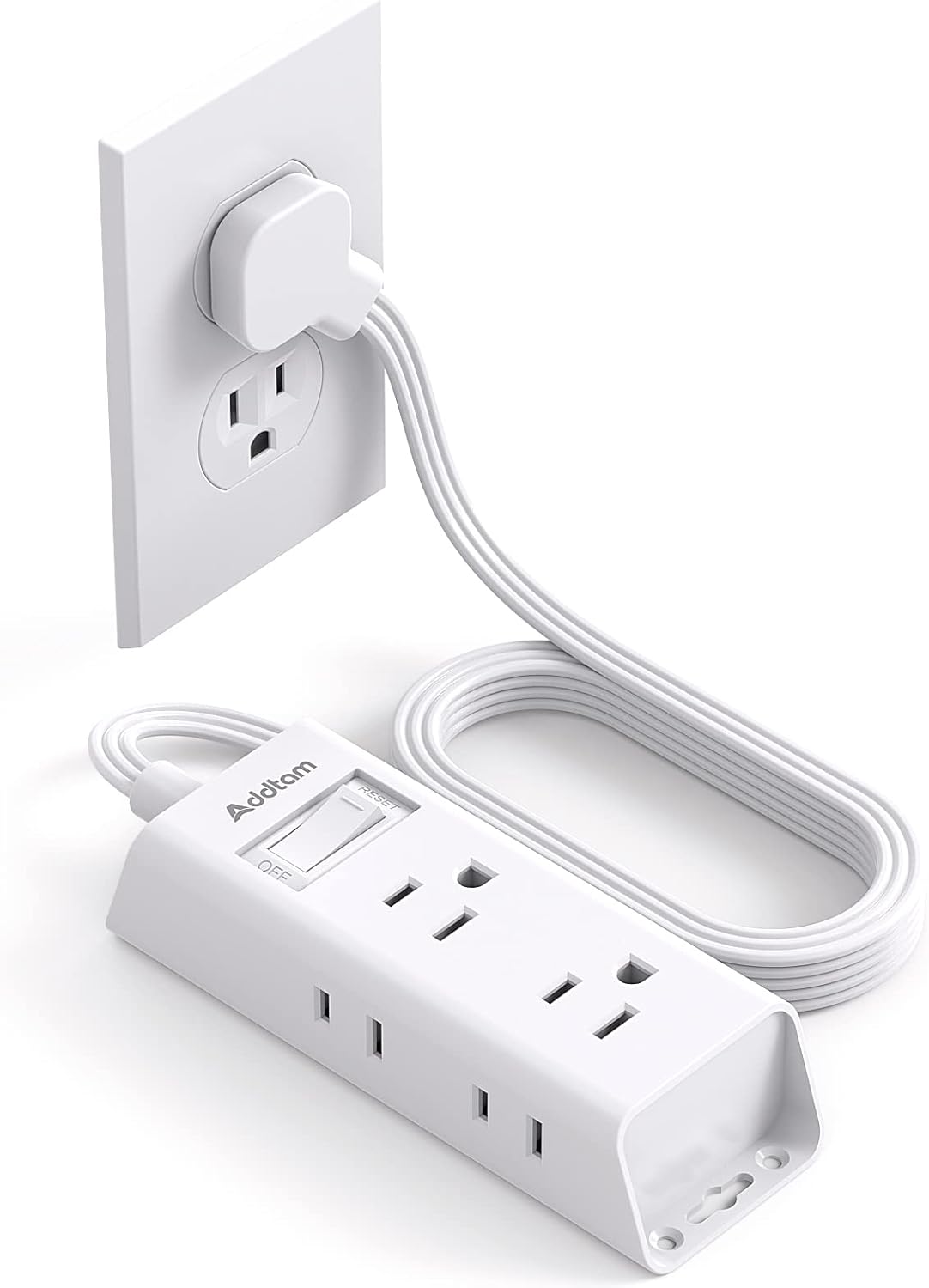 Addtam Flat Plug Extension Cord with 6 Outlet Extender for Cruise Travel