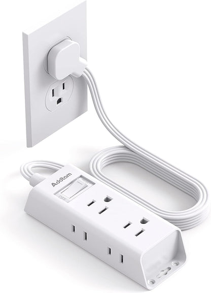 Addtam Flat Plug Extension Cord with 6 Outlet Extender for Cruise Travel