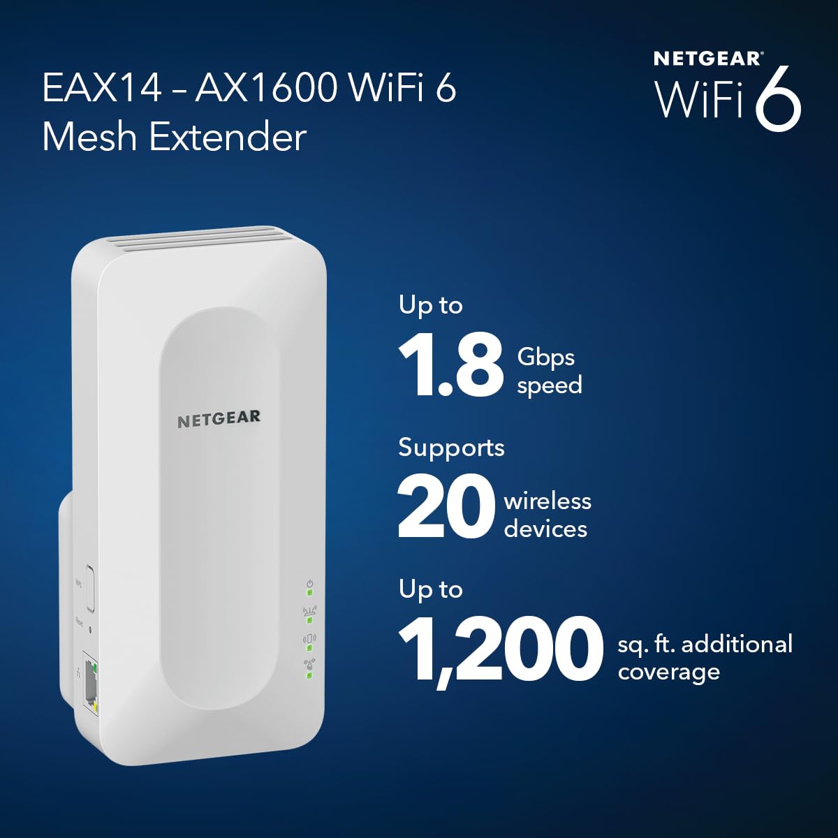 NETGEAR Nighthawk WiFi Extender EAX17, up to 1,500 sq ft, 3 Gbps