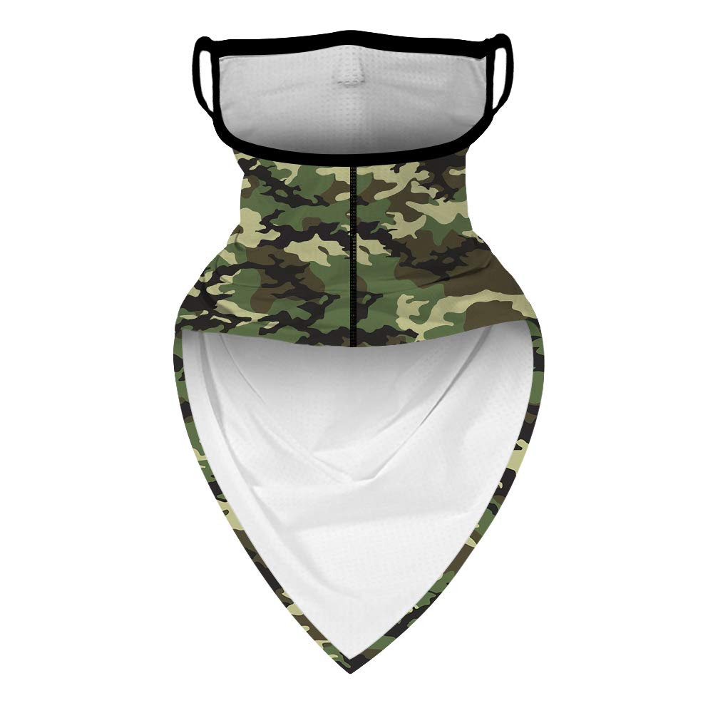 YAYOUREL Neck Gaiter Face Mask Bandanas for Men Women UV Face Scarf Cover Ear Loop Hole Facemask for Fishing Running Cycling