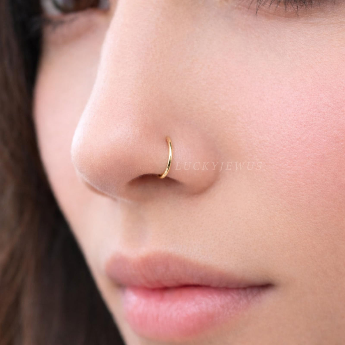 Small Thin Gold Nose Ring Hoop for Women, 20G/22G/24G, 5mm/6mm/7mm/8mm
