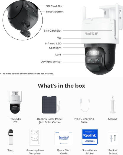 REOLINK 4K Dual Lens Cellular Security Camera Outdoor, Solar Wireless PTZ